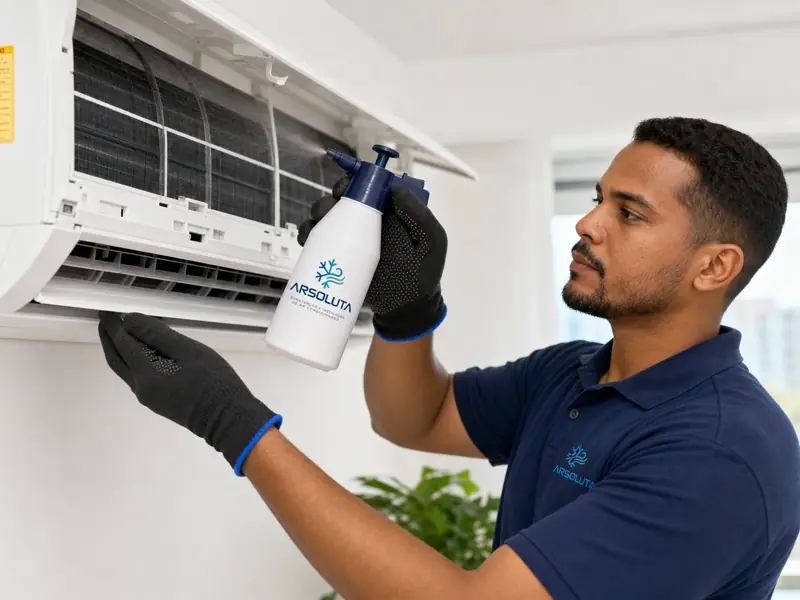 Técnico da Arsoluta em atendimento de ar condicionado em Santa Bárbara d'Oeste